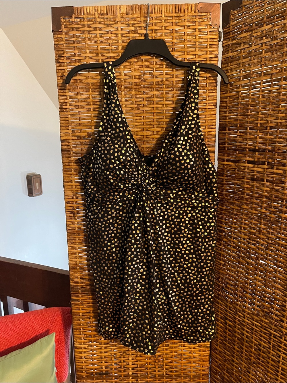Swimsuits for all Black Swimdress with Gold Dot Print